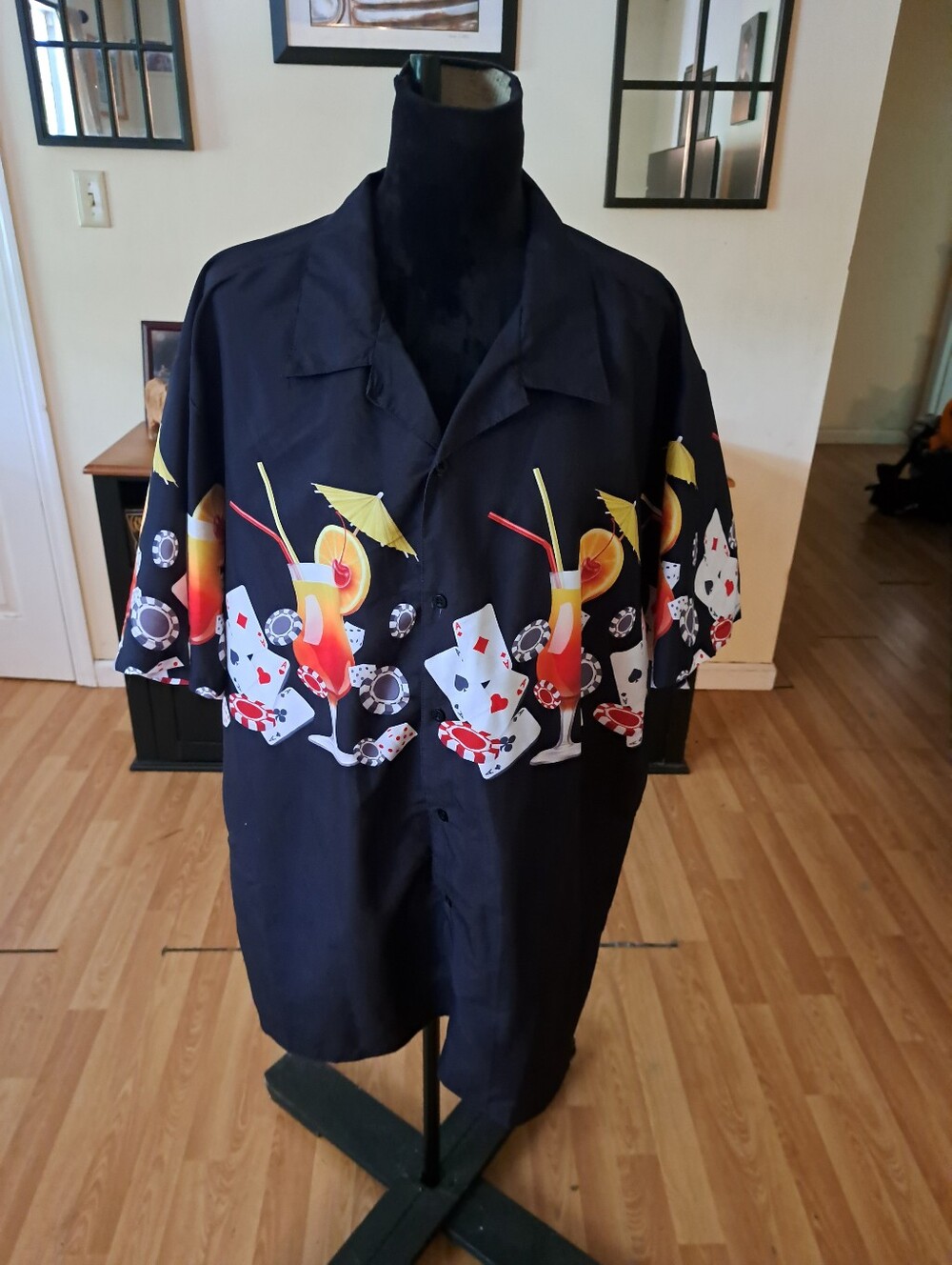 3XL Buffalo Outdoor Poker Cocktail Casino Short Sleeve Button Front Shirt Casual
